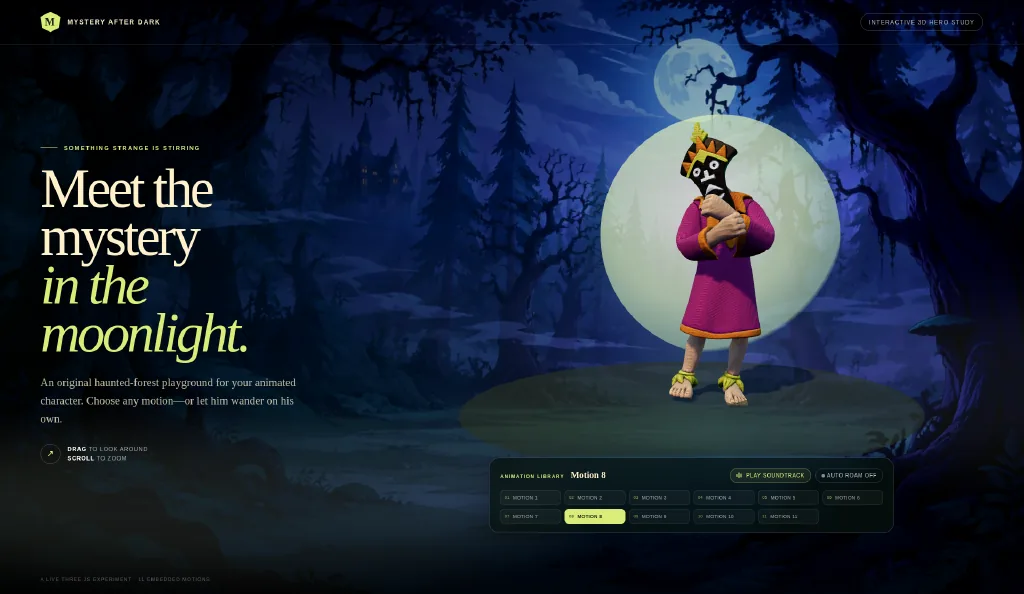 Haunted Forest character — motion pose still