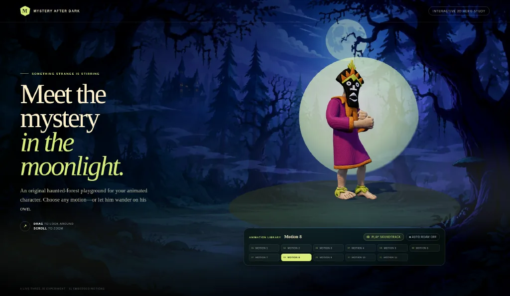 Full page overview with Animation Library UI